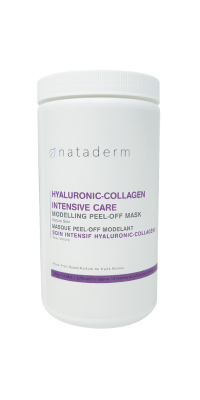 A white container with dark lilac writing